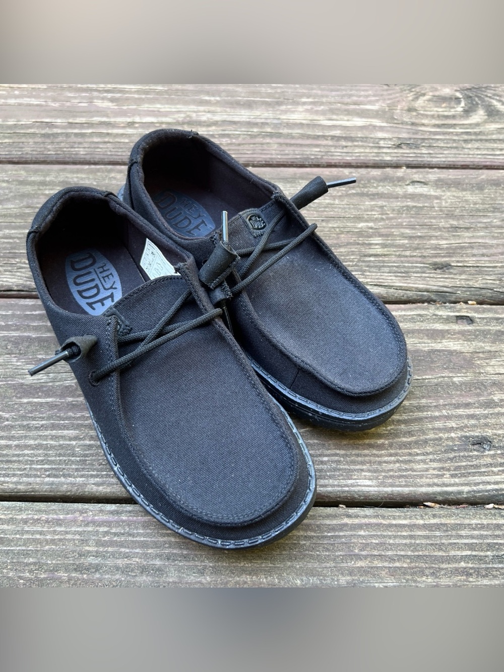 Hey Dude Wendy Canvas Mono Women’s Black Minimalist Loafers/Shoes|Size:W5 EU:36
